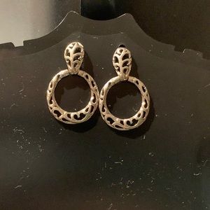 Reticulated 925 Articulated Dangling Loop Earrings 1" long